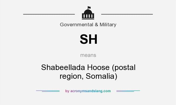 What does SH mean? It stands for Shabeellada Hoose (postal region, Somalia)