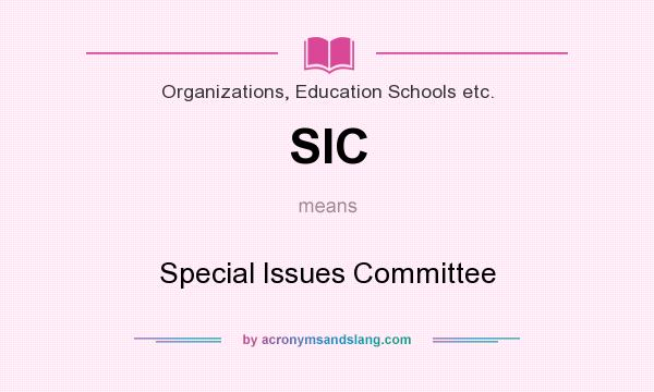 What does SIC mean? It stands for Special Issues Committee