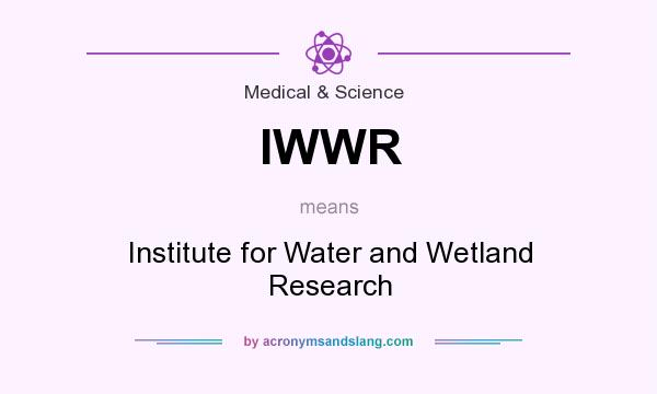 What does IWWR mean? It stands for Institute for Water and Wetland Research