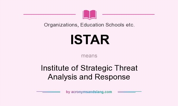 What does ISTAR mean? It stands for Institute of Strategic Threat Analysis and Response