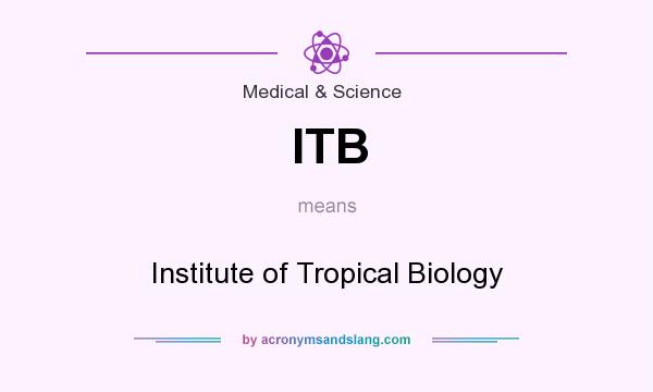 What does ITB mean? It stands for Institute of Tropical Biology