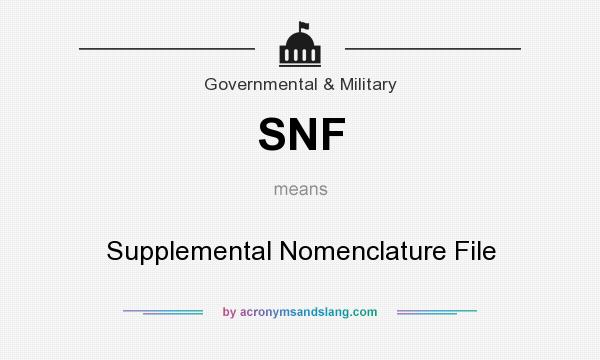What does SNF mean? It stands for Supplemental Nomenclature File