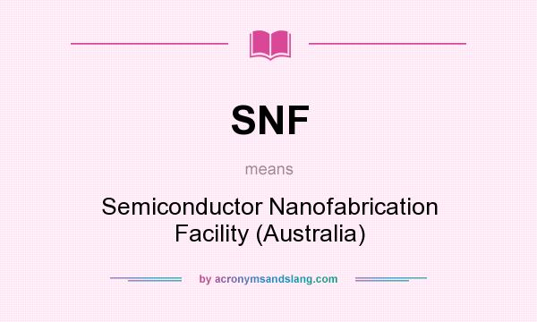 What does SNF mean? It stands for Semiconductor Nanofabrication Facility (Australia)
