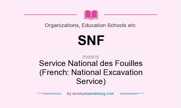 What does SNF mean? It stands for Service National des Fouilles (French: National Excavation Service)