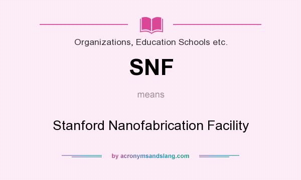 What does SNF mean? It stands for Stanford Nanofabrication Facility