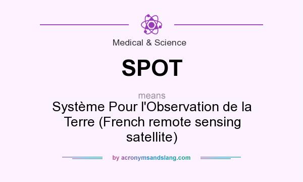 What does SPOT mean? It stands for Système Pour l`Observation de la Terre (French remote sensing satellite)