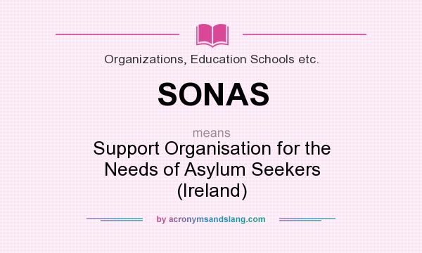 What does SONAS mean? It stands for Support Organisation for the Needs of Asylum Seekers (Ireland)
