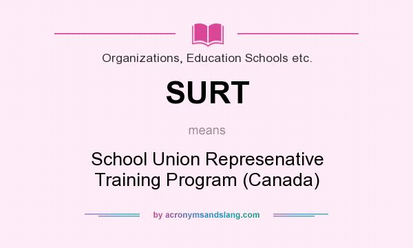 What does SURT mean? It stands for School Union Represenative Training Program (Canada)