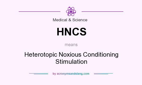 What does HNCS mean? It stands for Heterotopic Noxious Conditioning Stimulation