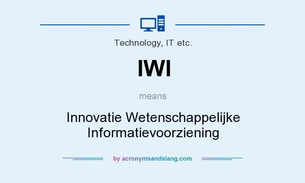 What does IWI mean? It stands for Innovatie Wetenschappelijke Informatievoorziening