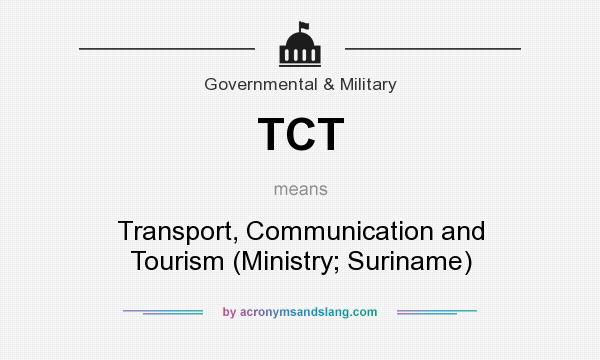 What does TCT mean? It stands for Transport, Communication and Tourism (Ministry; Suriname)