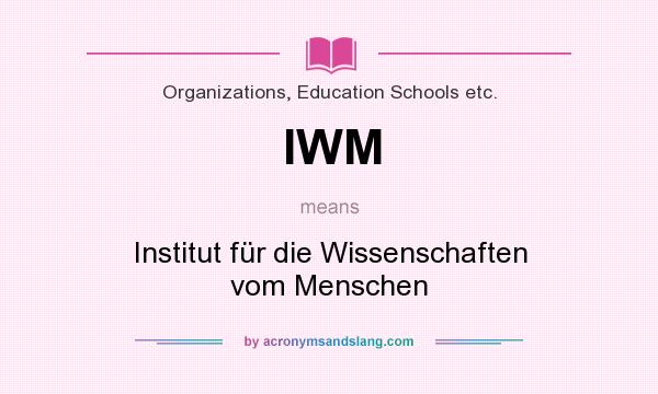 What does IWM mean? It stands for Institut für die Wissenschaften vom Menschen