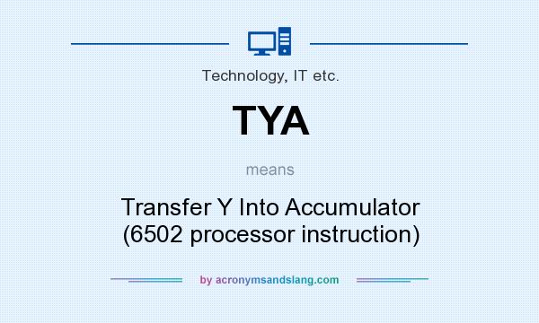 What does TYA mean? It stands for Transfer Y Into Accumulator (6502 processor instruction)