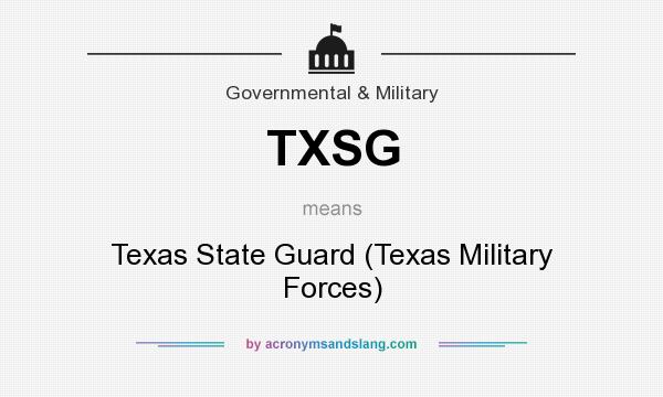 What does TXSG mean? It stands for Texas State Guard (Texas Military Forces)