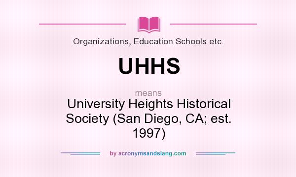 What does UHHS mean? It stands for University Heights Historical Society (San Diego, CA; est. 1997)