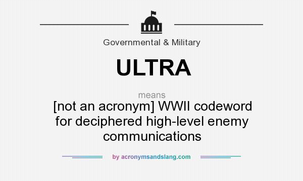 What does ULTRA mean? It stands for [not an acronym] WWII codeword for deciphered high-level enemy communications
