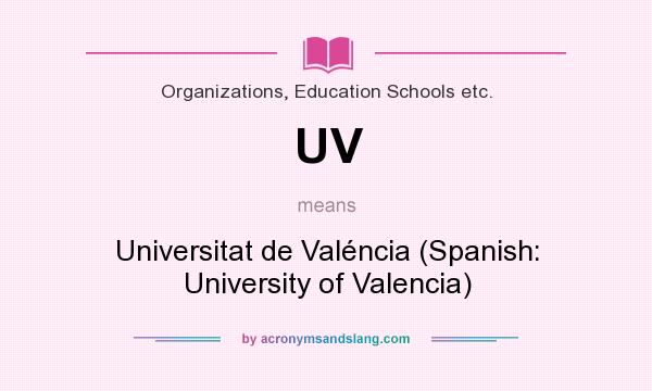 What does UV mean? It stands for Universitat de Valéncia (Spanish: University of Valencia)