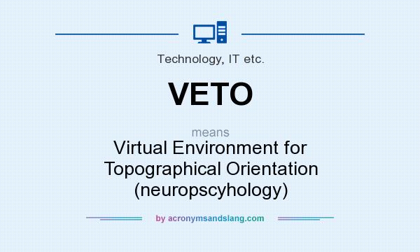 What does VETO mean? It stands for Virtual Environment for Topographical Orientation (neuropscyhology)