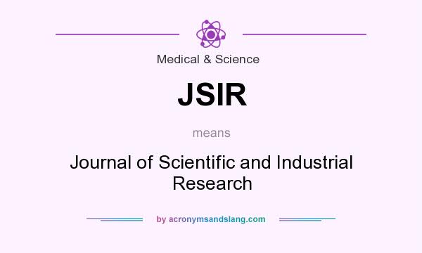 What does JSIR mean? It stands for Journal of Scientific and Industrial Research
