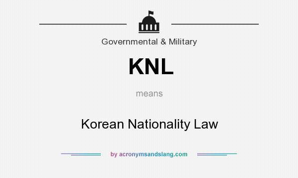 What does KNL mean? It stands for Korean Nationality Law