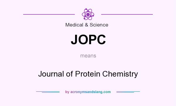 What does JOPC mean? It stands for Journal of Protein Chemistry