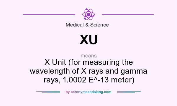 What does XU mean? It stands for X Unit (for measuring the wavelength of X rays and gamma rays, 1.0002 E^-13 meter)