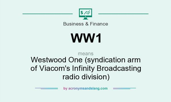 What does WW1 mean? It stands for Westwood One (syndication arm of Viacom`s Infinity Broadcasting radio division)