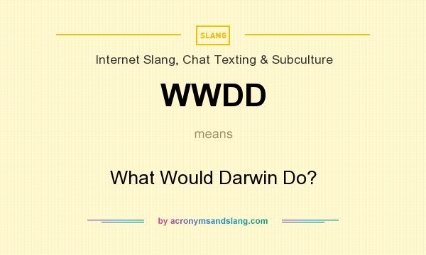 What does WWDD mean? It stands for What Would Darwin Do?