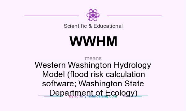 What does WWHM mean? It stands for Western Washington Hydrology Model (flood risk calculation software; Washington State Department of Ecology)