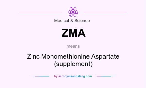 What does ZMA mean? It stands for Zinc Monomethionine Aspartate (supplement)