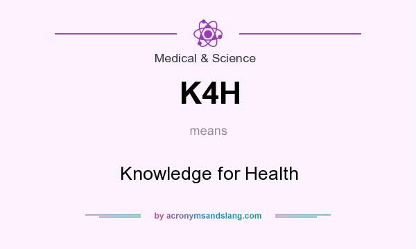 What does K4H mean? It stands for Knowledge for Health