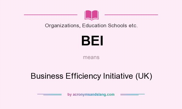 What does BEI mean? It stands for Business Efficiency Initiative (UK)