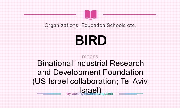What does BIRD mean? It stands for Binational Industrial Research and Development Foundation (US-Israel collaboration; Tel Aviv, Israel)