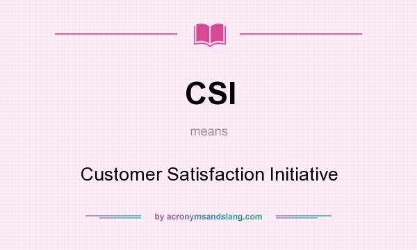 What does CSI mean? It stands for Customer Satisfaction Initiative