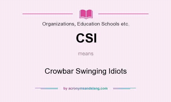 What does CSI mean? It stands for Crowbar Swinging Idiots