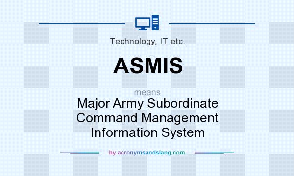 What does ASMIS mean? It stands for Major Army Subordinate Command Management Information System