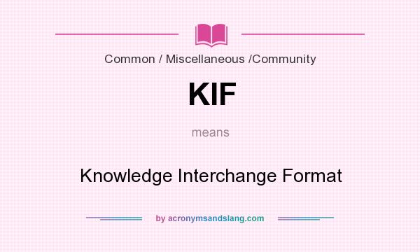 What does KIF mean? It stands for Knowledge Interchange Format
