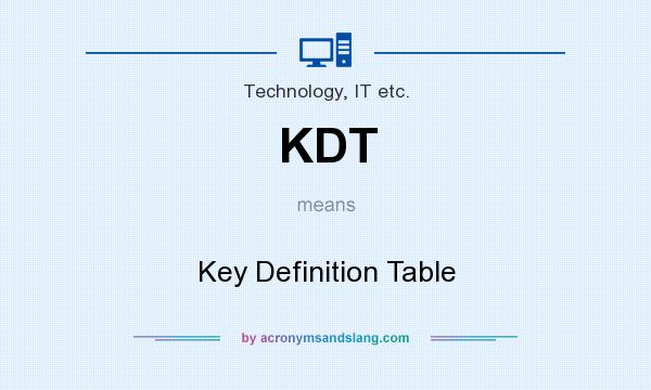 What does KDT mean? It stands for Key Definition Table