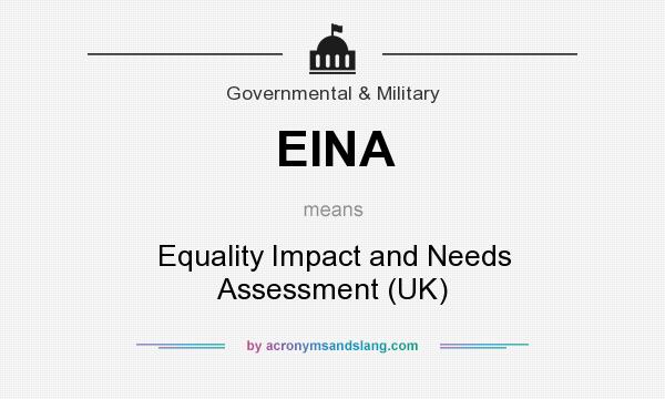 What does EINA mean? It stands for Equality Impact and Needs Assessment (UK)