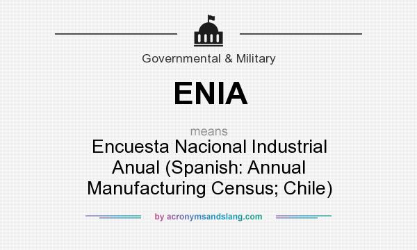 What does ENIA mean? It stands for Encuesta Nacional Industrial Anual (Spanish: Annual Manufacturing Census; Chile)