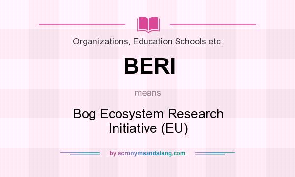 What does BERI mean? It stands for Bog Ecosystem Research Initiative (EU)