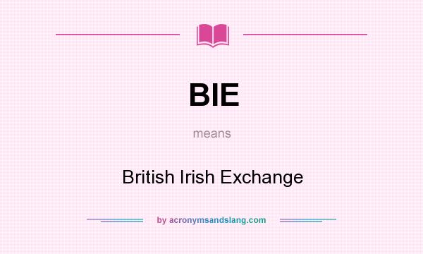 What does BIE mean? It stands for British Irish Exchange