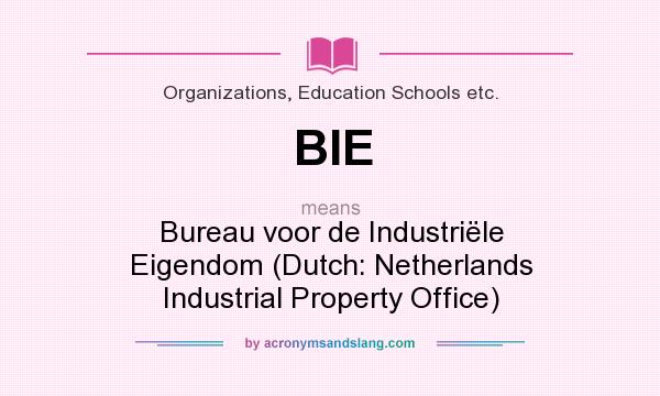 What does BIE mean? It stands for Bureau voor de Industriële Eigendom (Dutch: Netherlands Industrial Property Office)