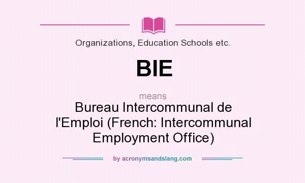 What does BIE mean? It stands for Bureau Intercommunal de l`Emploi (French: Intercommunal Employment Office)