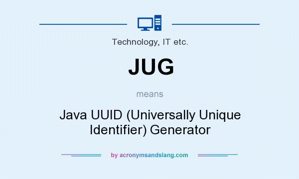What does JUG mean? It stands for Java UUID (Universally Unique Identifier) Generator