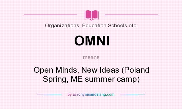 What does OMNI mean? It stands for Open Minds, New Ideas (Poland Spring, ME summer camp)