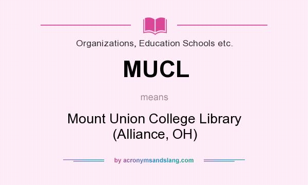 What does MUCL mean? It stands for Mount Union College Library (Alliance, OH)