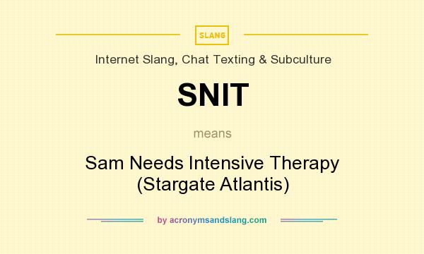 What does SNIT mean? It stands for Sam Needs Intensive Therapy (Stargate Atlantis)