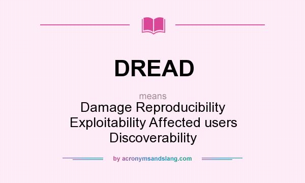 What does DREAD mean? It stands for Damage Reproducibility Exploitability Affected users Discoverability