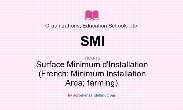 What does SMI mean? It stands for Surface Minimum d`Installation (French: Minimum Installation Area; farming)